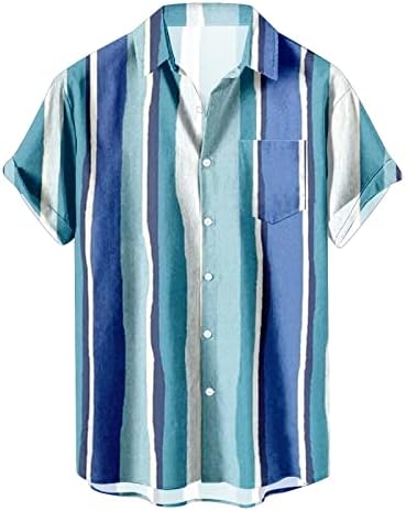 2023 פסים חדשים של גברים מקיץ שרוול קצר הוואי הוואי כפתור רגיל כפתור למטה חולצות Mens v Neck T חולצות