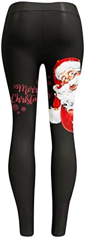 חותלות לחג המולד של נשים מותניים גבוהות מותניים ברמת חותלות יוגה יוגה סנטה קלאוס מודפסות מכנסי טרנינג רזים נשים