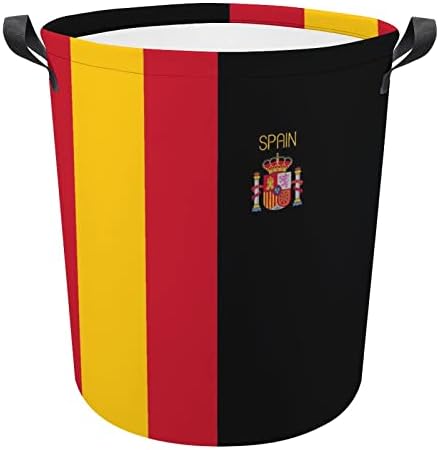 ספרדית דגל עגול כביסת מתקפל עמיד למים בגדים מלוכלכים סלי עם ידיות כביסה סל אחסון תיק