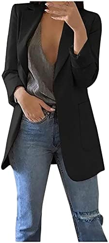 מעיל נשים בלייזר לעבודה מזדמנת עסקית פתוחה עם שרוול ארוך מעילי משרדים ארוכי שרוול בלייזר חליפת קרדיגן בגדי לבוש חיצוניים