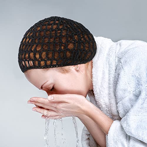 4 חתיכות רשת סרוגה שיער נטו זהורית לסרוג סנוד כובע עבה קצר נשים רשת שיער סנודים כיסוי קישוט לשינה