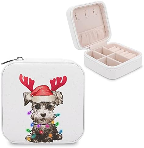 כלב חג המולד עם קופסת תכשיטים בולדוג כלב מחמד מצחיק PU PU קטן מארגן נופש נייד מארגן לחופשה קופסת אחסון קופסה לטבעות, עגילים, שרשראות,