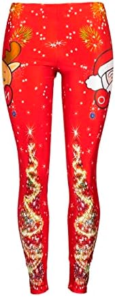 נשים בנות יוגה מכנסיים חג המולד חותלות אופנה הדפסת אימון מכנסיים סקיני ינגל פעמון גבוהה מותן נמתח גרביונים מכנסיים