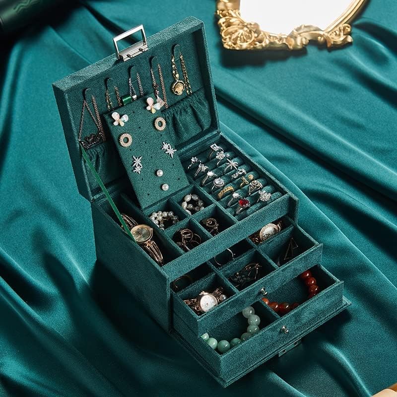 Seewoode AG205 מארגן תכשיטים קופסת אחסון תכשיטים רב שכבתיים, עגילים, עגילים, שרשרת טבעת תכשיטים סוג תכשיטים קופסאות מתנה ניידות קופסאות