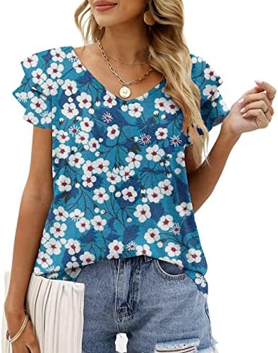 צמרות אביב לנשים חולצת טוניקה מודפסת פרחונית בהוואי חולצות חוף מזדמנים