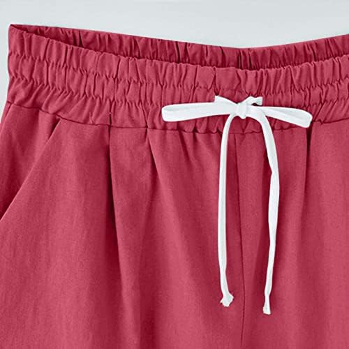 מכנסיים קצרים מזדמנים של קיץ לנשים בתוספת גודל שרוך רגל רחבה ברמודה רול שולי המותניים הגבוה