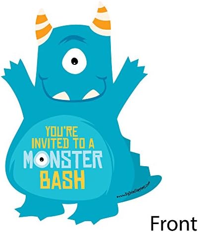 Monster Bash - הזמנות מילוי מעוצבות - מסיבת יום הולדת קטנה של מפלצת או כרטיסי הזמנה למקלחת לתינוק עם מעטפות - סט של 12