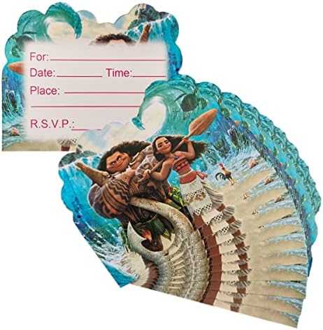 20 יחידות כרטיס הזמנות למסיבת יום הולדת מואנה, ציוד למסיבות מואנה לילדים