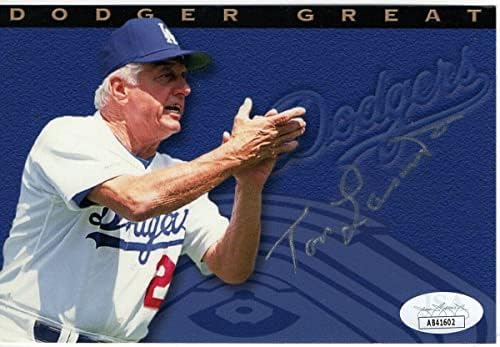 טומי לסורדה חתום חתימה 4x6 צילום לוס אנג'לס דודג'רס מרוח JSA AB41602 - תמונות MLB עם חתימה