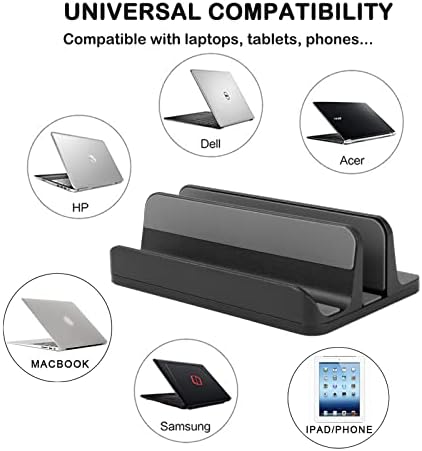 מעמד מחשב נייד אנכי של פוקאר, מחזיק אנכי מחשב נייד לשולחן העבודה, מחזיק טלפון סלולרי תואם ל- MacBook Air Pro, iPad Mini Pro Air, iPhone,
