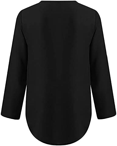 נשים חולצת שיפון חצי רוכסן טוניקת חולצות 3/4 רול שרוול חולצות עבודה עסקים מקרית חולצות לנשים
