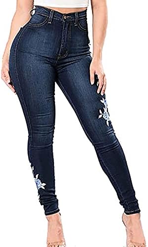 מכנסי ג'ינס מותניים גבוהים לנשים מכנסי ג'ינס נמתחים אמצע מותניים נמתחים מכנסי עיפרון סקסיים רזים