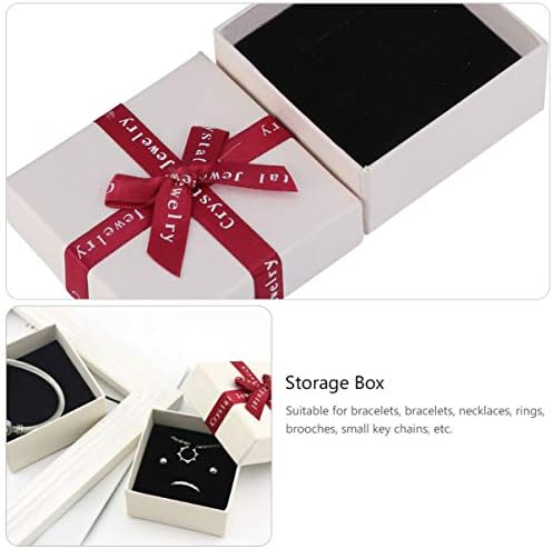 שרשרת Abofan תכשיטים קופסאות קרטון קופסאות תכשיטים עם סרט טבעות קשת קשת עגילי צמיד עגילי אריזה מיכל אריזה למסיבת חתונה ליום הולדת 7x7x3