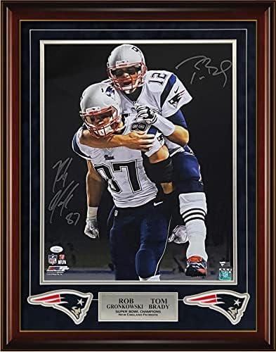 רוב גרונקובסקי טום בריידי חתימה כפולה צילום 23 × 29 אימות JSA וקנאים - תמונות NFL עם חתימה עם חתימה