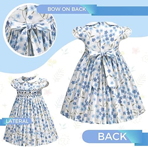 שמלות בנות שמלות תינוקות מעוטרות שמלות פעוטות פרחוניות באביב שמלת צווארון פיטר פן