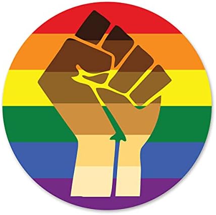 אגרוף אגרוף ישים להתנגד קשת דגל גאווה LGBTQ מעגל POC - מדבקת מדבקות ויניל 2 אינץ '