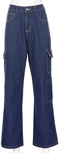 מכנסיים רחבים מחודדים של Cokuera לנשים מכנסי רגליים ישרות נעימות צבעוניות מגניבות מותניים גבוה