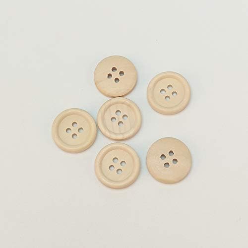 Chenkou Craft 20 pcs 50 ממ 2 כפתורי עץ טבעיים עגולים 4 חורים כפתור תפירה מלאכה