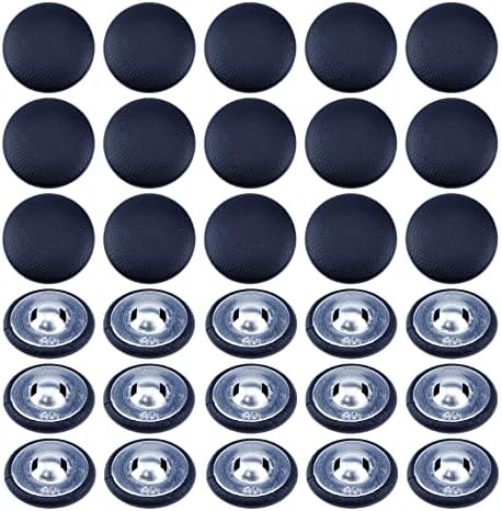 כפתורים מכוסים עור Woogim לכפתורי תפירה למלאכות קישוט ספה 30 יח 'שחור 25 ממ