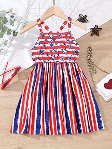 פעוט ילדה 4 ביולי שחוצים חזרה שמלת פטריוטית תלבושות לסובב נדנדה אמריקאי דגל שמלה