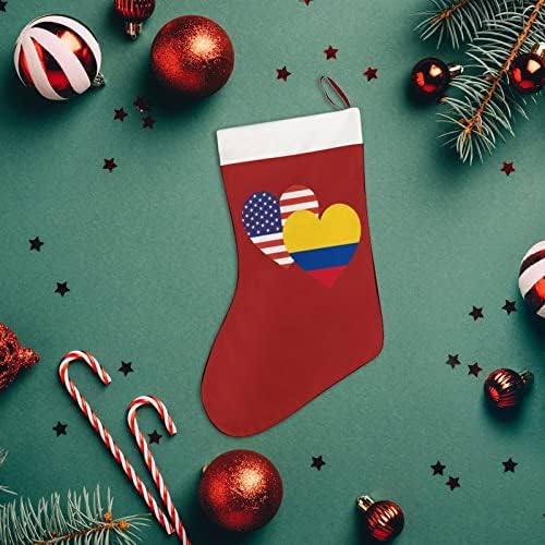 דגל לב אמריקאי קולומביה גרבי חג המולד גרבי חג המולד קצר קטיפה קישוט תלוי לעץ חג המולד קישוט אח 26x42 סמ