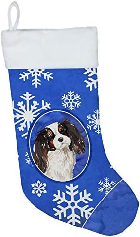 אוצרות קרוליין CK3939CS פתיתי שלג חורפי Tricolor Cavalier Spaniel גרב חג המולד, אח תלויה גרביים לעונה חג המולד קישוטי חג עיצוב משפחתי,
