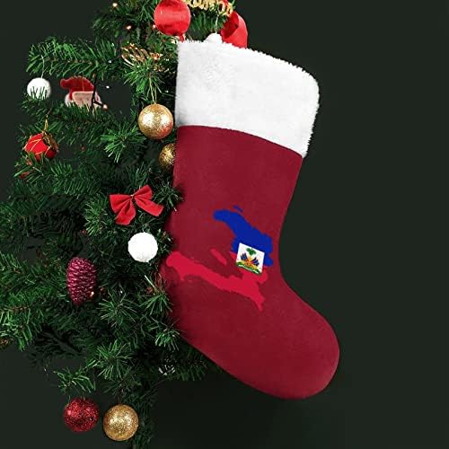 מפת דגל של גרבי חג המולד של האיטי גרב עץ חג המולד קישוטים לסנטה קישוטים לתלים לחופשת אח 16.5