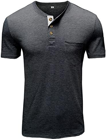 גברים של אופנה הנלי חולצות קצר שרוול כפתור חולצה עם כיס קלאסי מתאים חולצה קיץ קל משקל חולצות