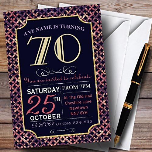 הזמנות למסיבת יום הולדת בהתאמה אישית של גליץ סגול פינק 70