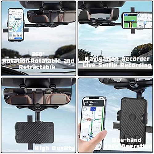 מחזיק טלפון של Hengshi לרכב, הרכבה על טלפון רכב רכב 360 מעלות, 360 מעלות, טלפון סלולרי של מראה אחורי רב -פונקציונלי ומחזיק GPS התואם לכל