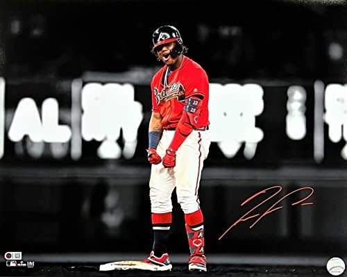 רונלד אקונה ג'וניור אטלנטה ברייבס חתום על זרקור אדום 16x20 צילום ארהב SM - תמונות MLB עם חתימה