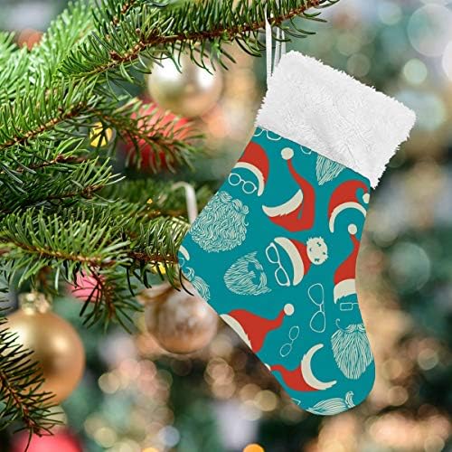 גרבי חג המולד של Alaza כובעי סנטה כובעי שפם ושקפי משקפיים קלאסיים ללא גבולות קישוטים לגרביים קטנים מותאמים אישית לקישוטים לעיצוב המסיבות