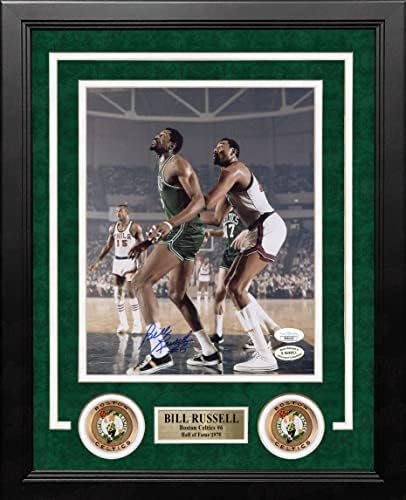 ביל ראסל נ 'צ'מברליין בוסטון סלטיקס חתימה 8 x 10 ממוסגר צילום כדורסל צילום - JSA הולוגרמה