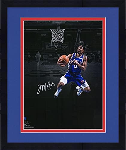 ממוסגר טירזי מקסי פילדלפיה 76ers חתימה 16 x 20 שכב בתצלום כחול - תמונות NBA עם חתימה