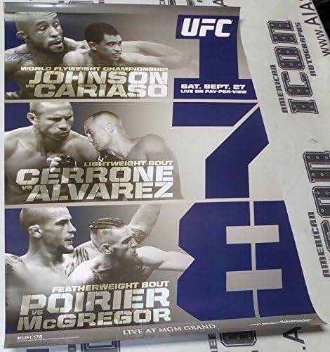 דמטריוס ג'ונסון חתום מקורי UFC 178 פוסטר חתימה עם קונור מקגרגור - פוסטר אירוע UFC עם חתימה