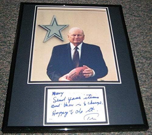 Tex Schramm חתום מסגר 11x14 הערה ותצוגת תמונות JSA Cowboys - תמונות NFL עם חתימה