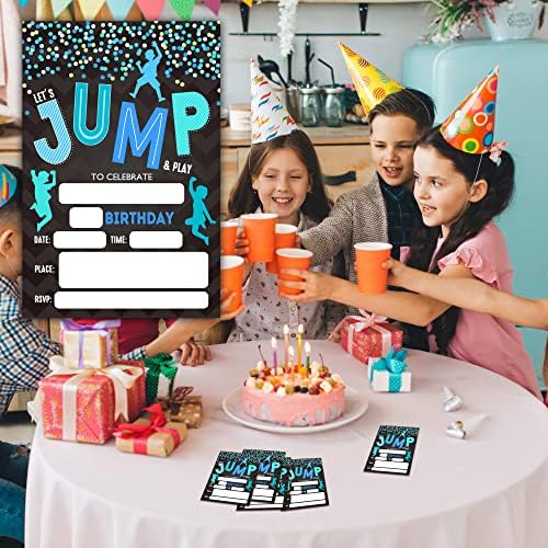הזמנות ליום הולדת של Lefohlon Jump, 20 חבילות טרמפולינה דו צדדיות בית יום הולדת כרטיסי הזמנה למסיבת יום הולדת עם מעטפות, ציוד למסיבות