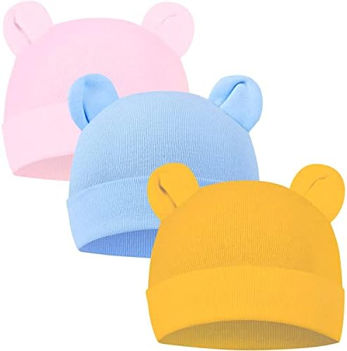 טרנסום 3 חתיכות תינוק כובעי 0-6 חודשים תינוק כפה, יילוד תינוק כובע פגים תינוק ילד ילדה כובעים