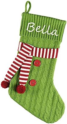 גרב סרוג לחג המולד בהתאמה אישית גרבי חג מולד עם צעיף 21 אינץ 'חג המולד גדול תלויים גרביים לקישוט קישוט עץ חג המולד לעיצוב אחיית חג המולד