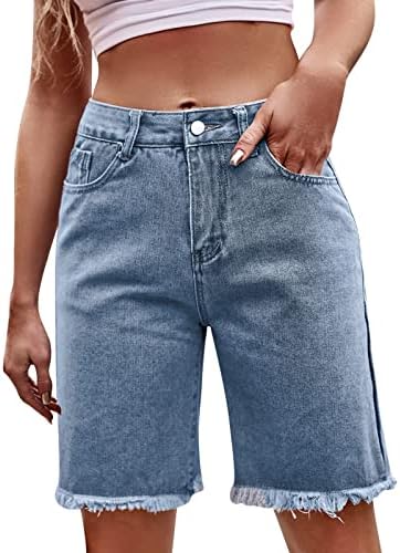 מכנסיים קצרים ג'ינס נשים פלוס גודל נמתח קרוע במצוקה של ג'ין מכנסיים קצרים רוכסן מכנסי ג'ינס מזדמנים ברגל ישרה עם כיסים