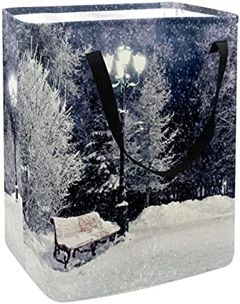 חורף שלג עץ כביסה סל גדול בד ארגונית תיק סל מתקפל כביסת עם ידיות