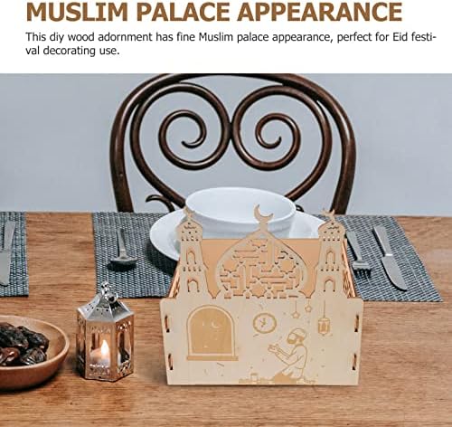 קישוטי שולחן של OperitAcx שולחן עץ רמדאן מעץ הגשה מגש עיצוב טירת מגש קינוח עיד מובארק צלחת ארוחת ערב מוסלמית איסלאם מאכל מאכל