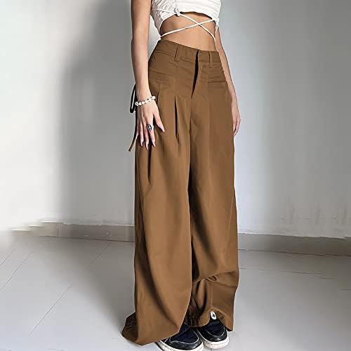 מכנסיים טרנדיים של Keusn לנשים בתוספת גודל מותניים נמוכים מכנסי מצנח רחבים קלים רץ ג'וגי מכנסיים נינוחים בגדי רחוב