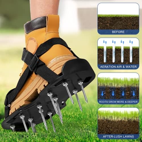 נעלי אוויר של דשא של Alltope לדשא, נעלי ספייק עם מדבקות קסם מתכווננות, גודל אחד מתאים לכל סנדלי אווירי הדשא, כלי דשא סנדלים כבדים ממוסמר