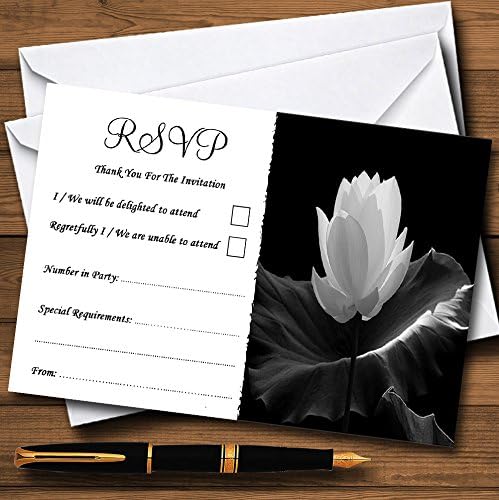 פרח שחור לבן יפהפה כרטיסי RSVP בהתאמה אישית