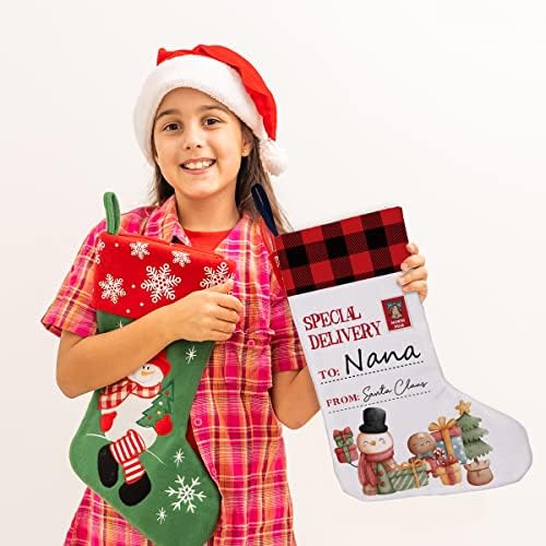 משלוח מיוחד של Golsoo מסנטה לננה גרזן חג המולד יוטה ננה אדום באפלו בדוק גרב חג המולד מתנות לקישוט חג המולד מתנות לאח בית 19 x 12 x 7.5