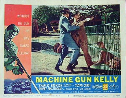 אקדח מקלע קלי 1958 אותנטי, מקורי צ'ארלס ברונסון גנגסטר 11x14 כרטיס לובי 5 פוסטר סרט