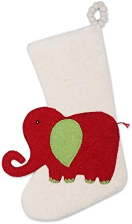 גרב פיל צמר חג המולד של נוביקה, שנהב ואדום, פיל חג באדום '