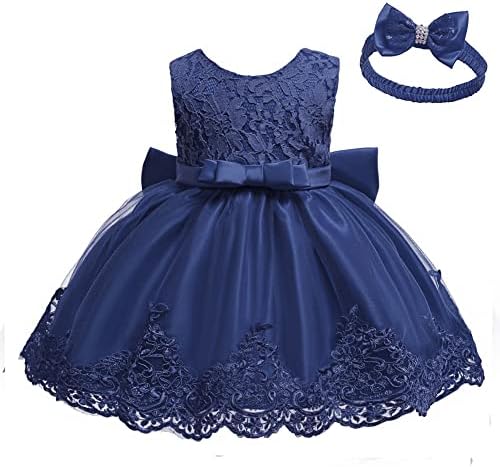 0-6T תינוקת שמלה רשמית לשמלה פעוטות תחרה שמלות עם הלבשה ראשית