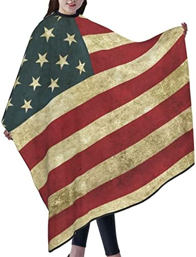 דגל אמריקאי יוניסקס סלון שיער חיתוך כף בכף ספרות ספרות מספרה עטוף תספורת סינר סינר מבד אביזר לעיצוב לגברים נשים 55 x 66 ב